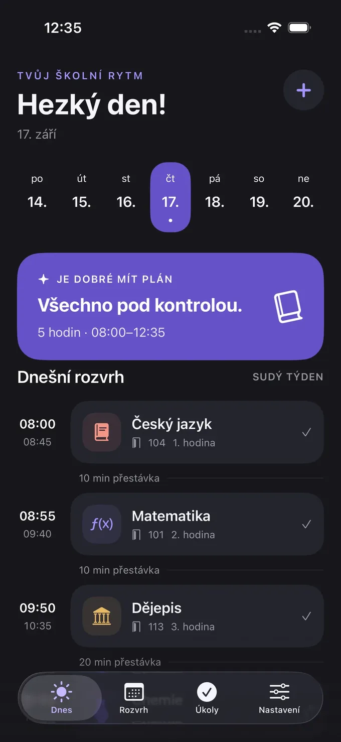 Rozvrh hodin, který ti sám připomene – Lekto