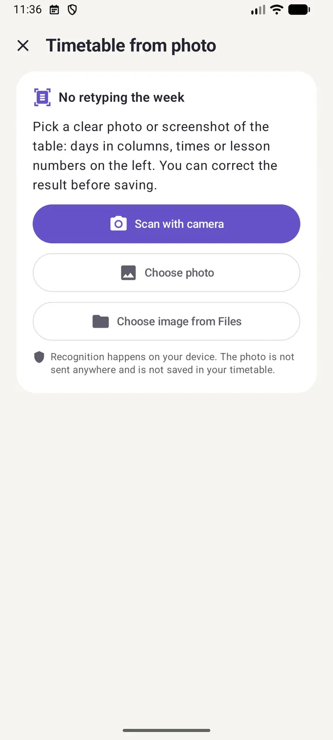 Make a timetable from a photo – Lekto