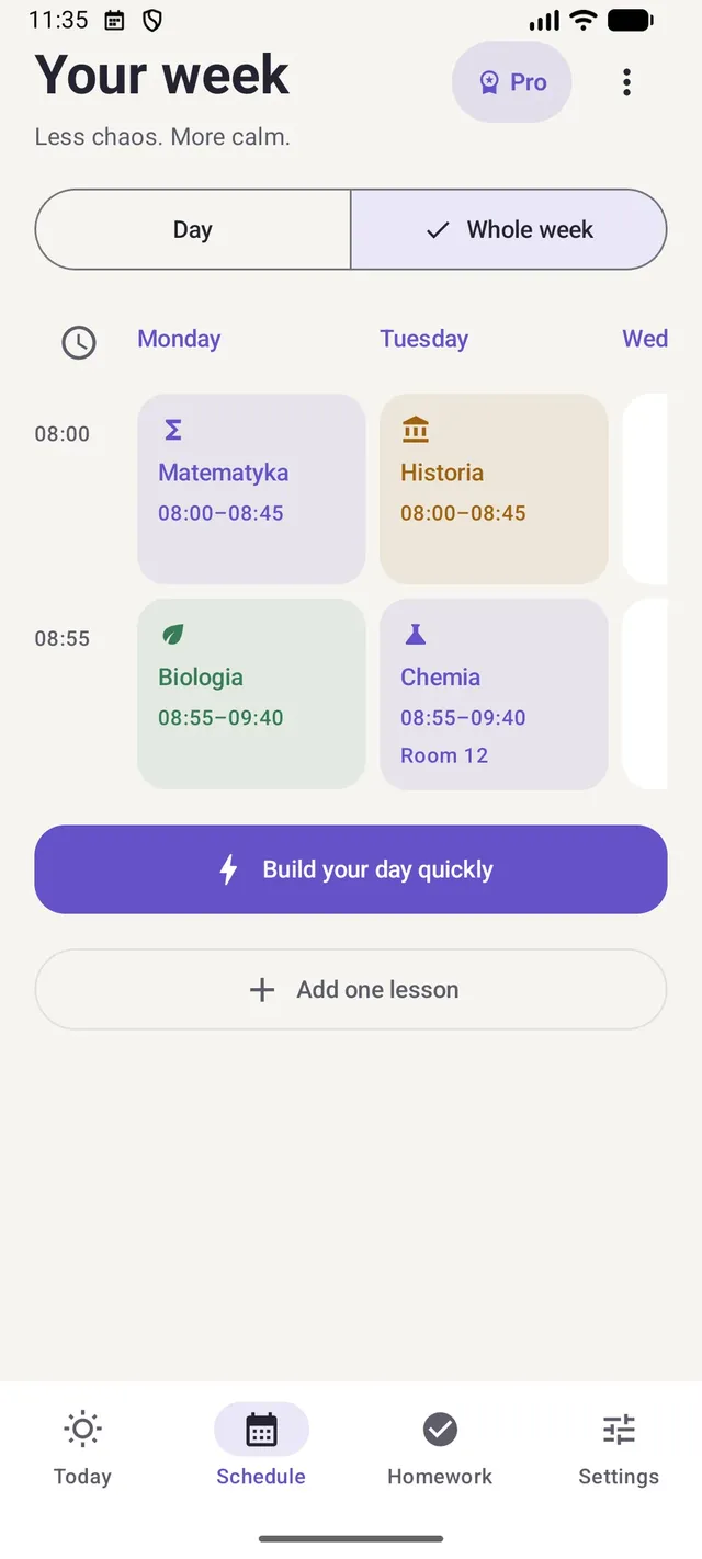 Let your timetable know which week it is