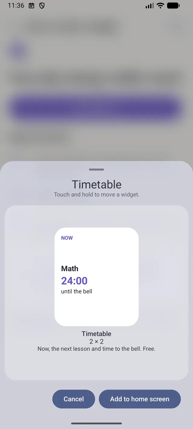 Adding the Lekto timetable widget